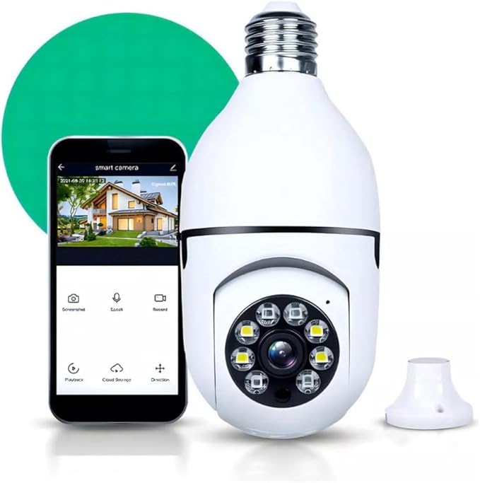 Câmera Segurança IP Lâmpada WiFi Full HD 1080p com Visão Noturna Infravermelho 1080P